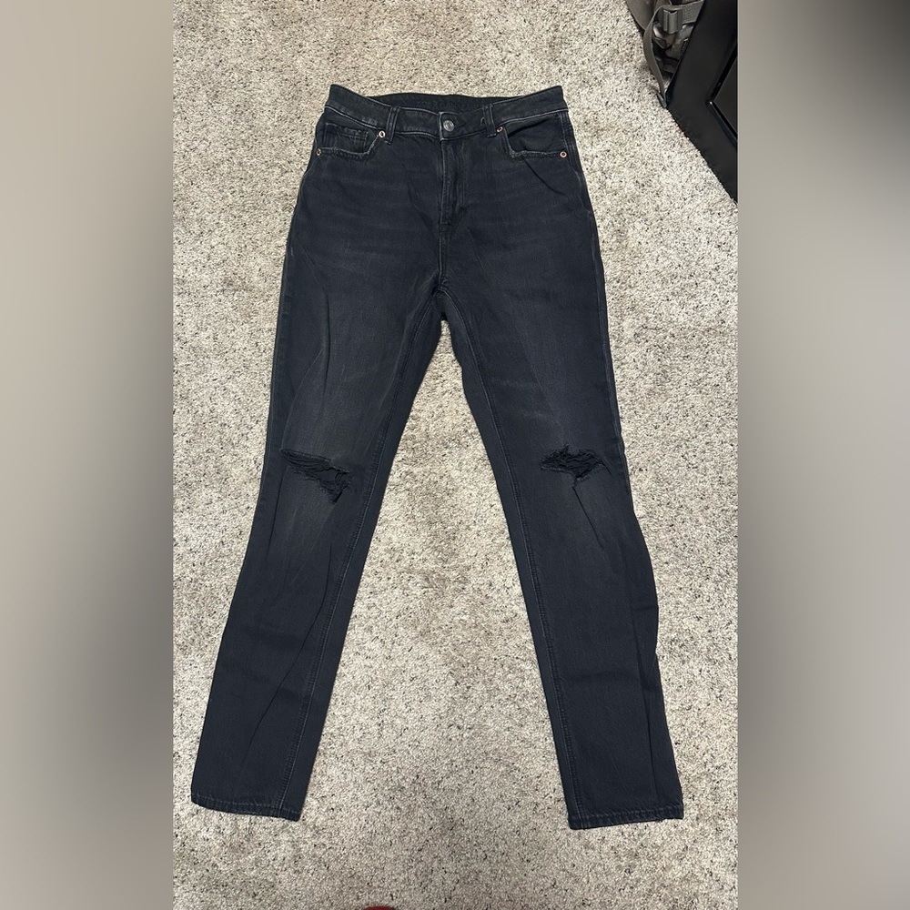 American Eagle Outfitters Black Ripped Mom Jeans